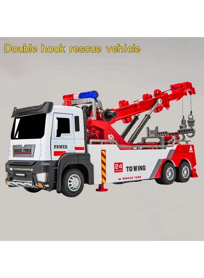 Heavy Duty Rescue Tow Truck With Retractable Hook Realistic Siren Lift Off Platform Mixer Truck - Image 1